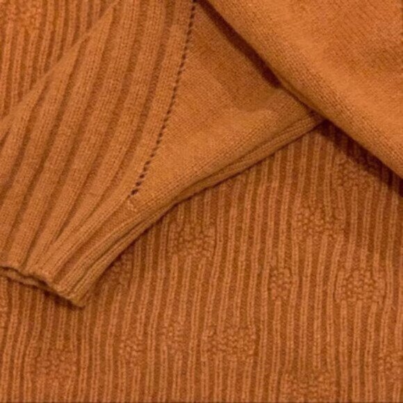 Mock High Neck Rust Orange Knit Long Sleep Pullover Fall Cozy Sweater Size Small - Picture 10 of 12